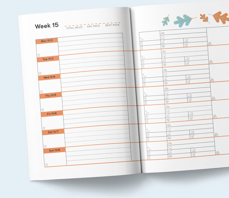 Interior page of March 2022 12 Month Running Planner And Training Journal